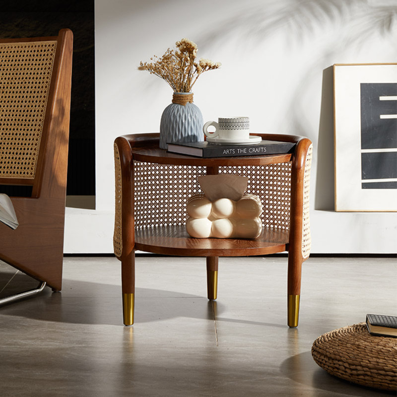 Hartland 50cm W Solid Wood Bedside Table, Walnut