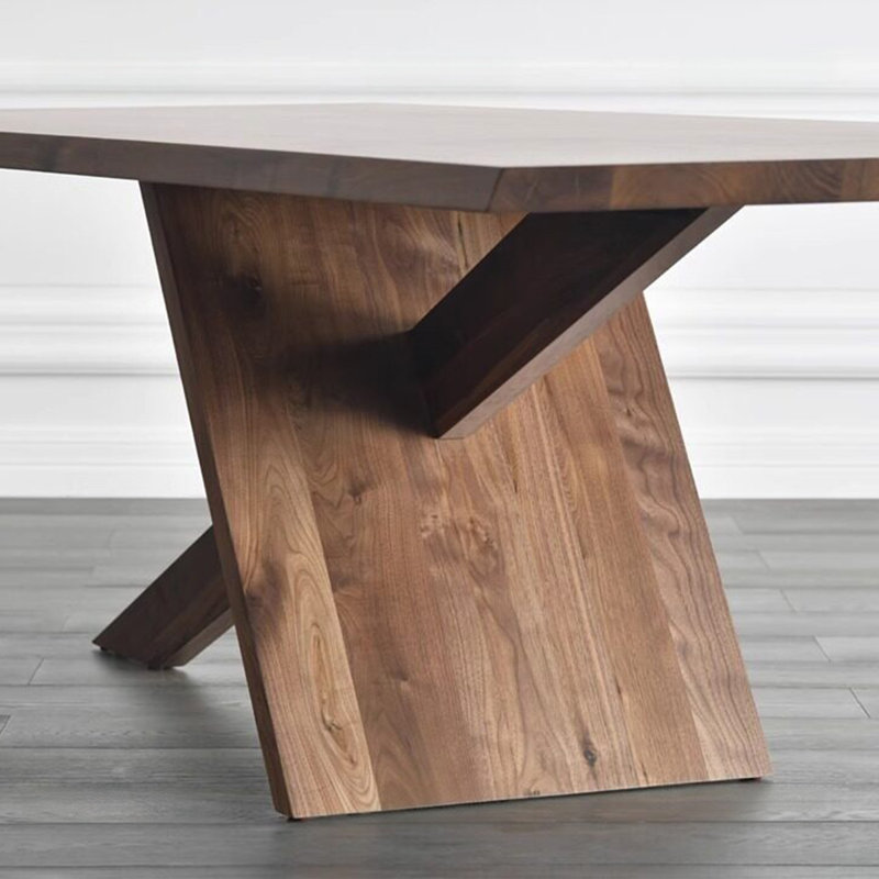 Brown Rectangular Solid Wood Dining Table, 29.53"H×55.12"L×27.56"W