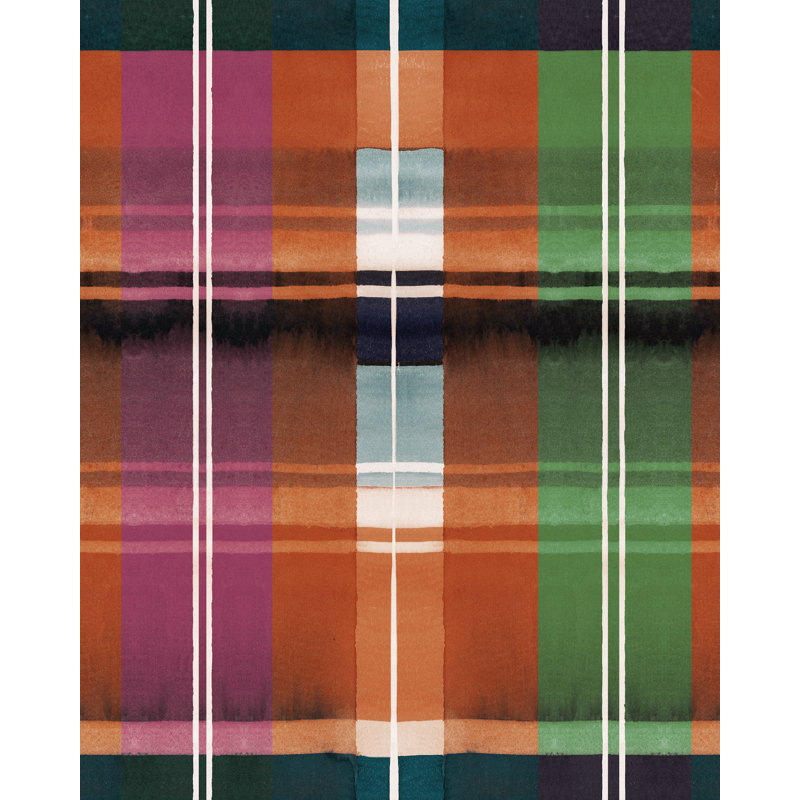 KERSCHDORF Plaid Foliage Wallpaper, Pink/Orange/Green