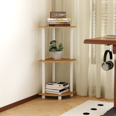 3-Tier 30" Wooden Round Corner Shelf for Living Room, Office