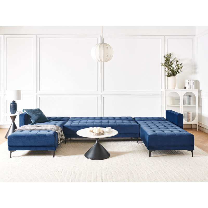Aliyha 5 Seater Velvet Sofa Bed, Blue