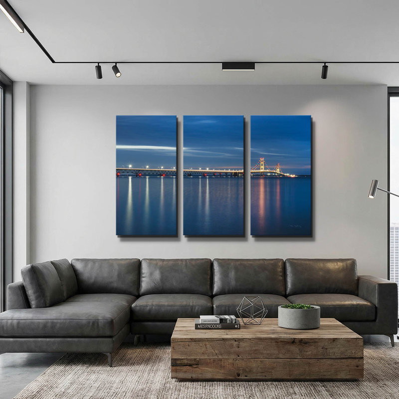 Art mural triptyque « Mackinac Bridge » par Alan Majchrowicz, 60" x 40", 60 po x 40 po