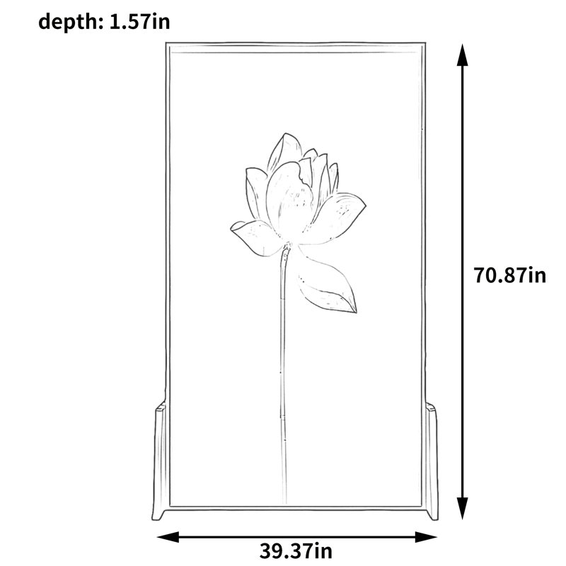 Écran en bois Lotus Art, H 70,87 po x l 39,37 po x P 1,57 po