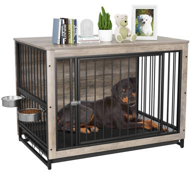 Tucker Murphy Pet Large Dog Crate Furniture with Pull-Out Dog Bowls and Divider 47F5ECB3C4EA4BA38F05BB562003B7BA