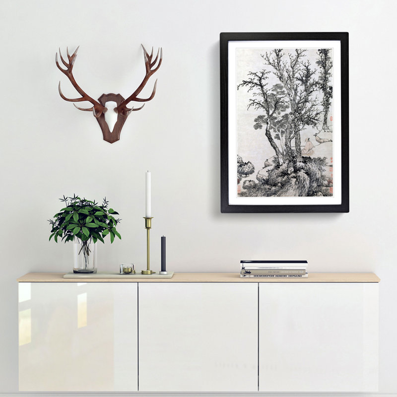 Autumn Wood by Shen Zhou - Framed Print, Black Framed, 63cm H x 45cm W x 2cm D
