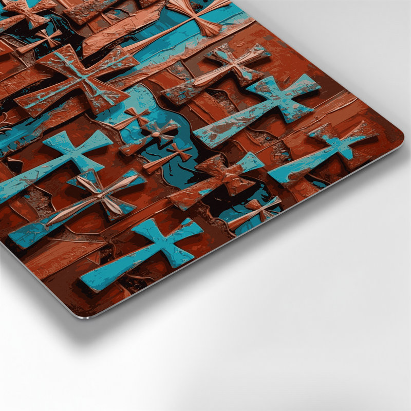 «Southwestern Patterns» Apache Crosses 201, art mural en métal brun, H 132 po x l 168 po x P 0,05 po