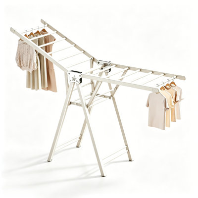 70 Inch Foldable Free‑Standing Metal Drying Rack, Large Capacity Adjustable Height Laundry Rack with Multi‑Layer Hangers, Portable Clothes Dryer for Balcony, Bedroom, Indoor and Outdoor