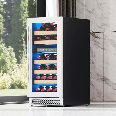 Abernathy 15'' Dual Zone Wine Cooler, 31-Bottle Capacity, 41–68°F Digital Temperature Control, Reversible Double-Layer Glass Door, Built-In or Freestanding