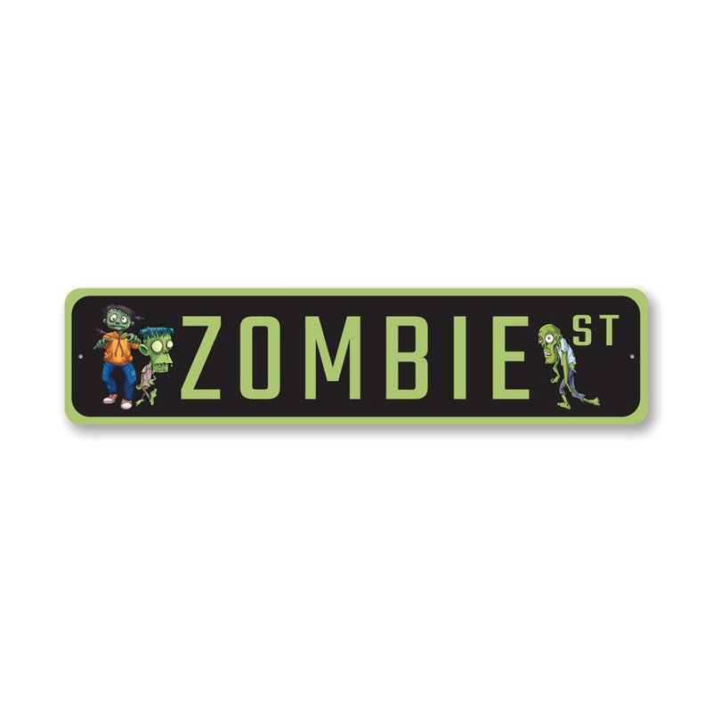 Plaque en aluminium Zombie Street, H 4 po x l 18 po x P 0,04 po