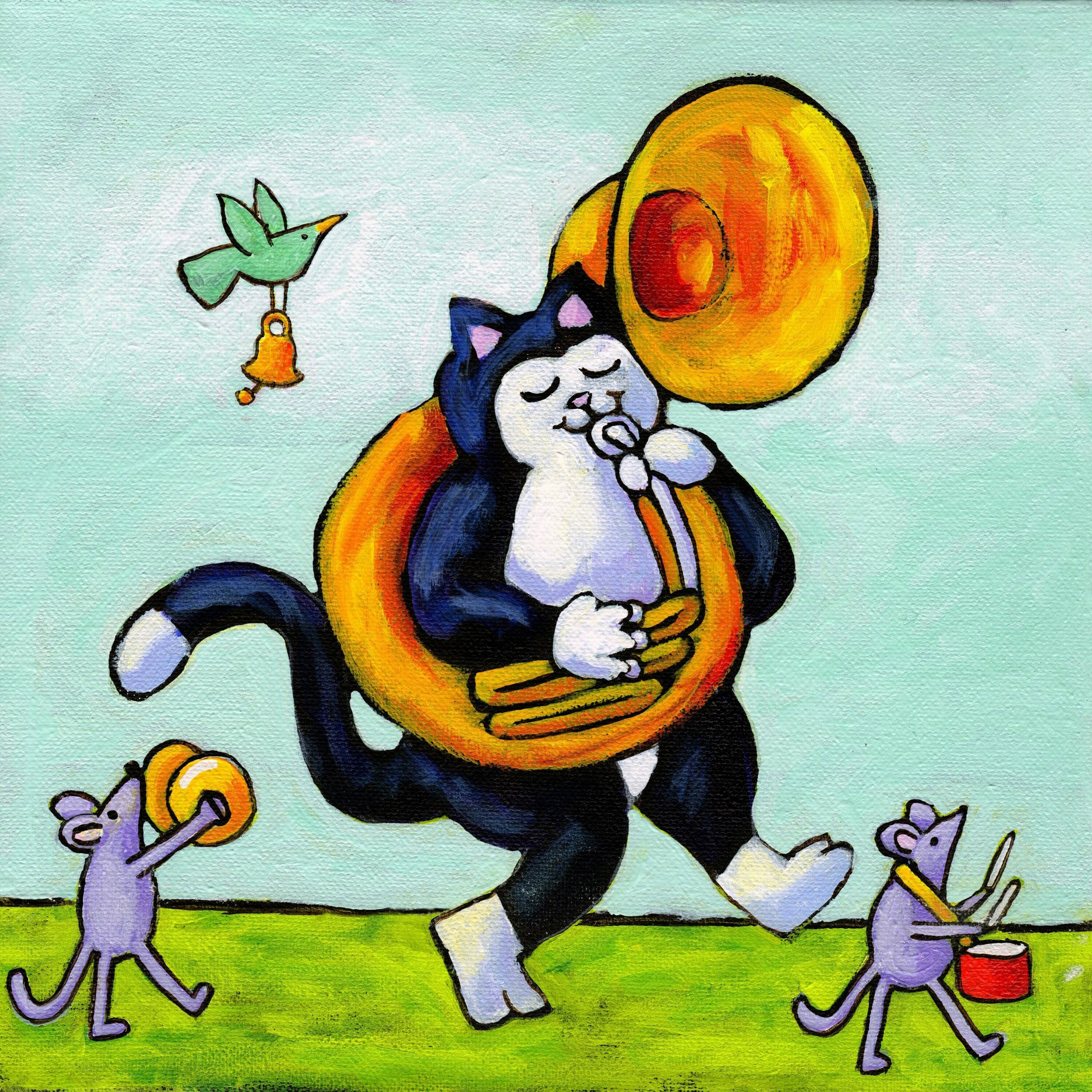 Marmont Hill Playing Cats by Curtis Painting Print on Canvas