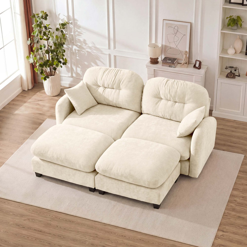 Modular Sectional Sofa with 2 Ottoman with Ergonomic Design Premium Chenille Fabric and Flexible Combination Ways, Beige