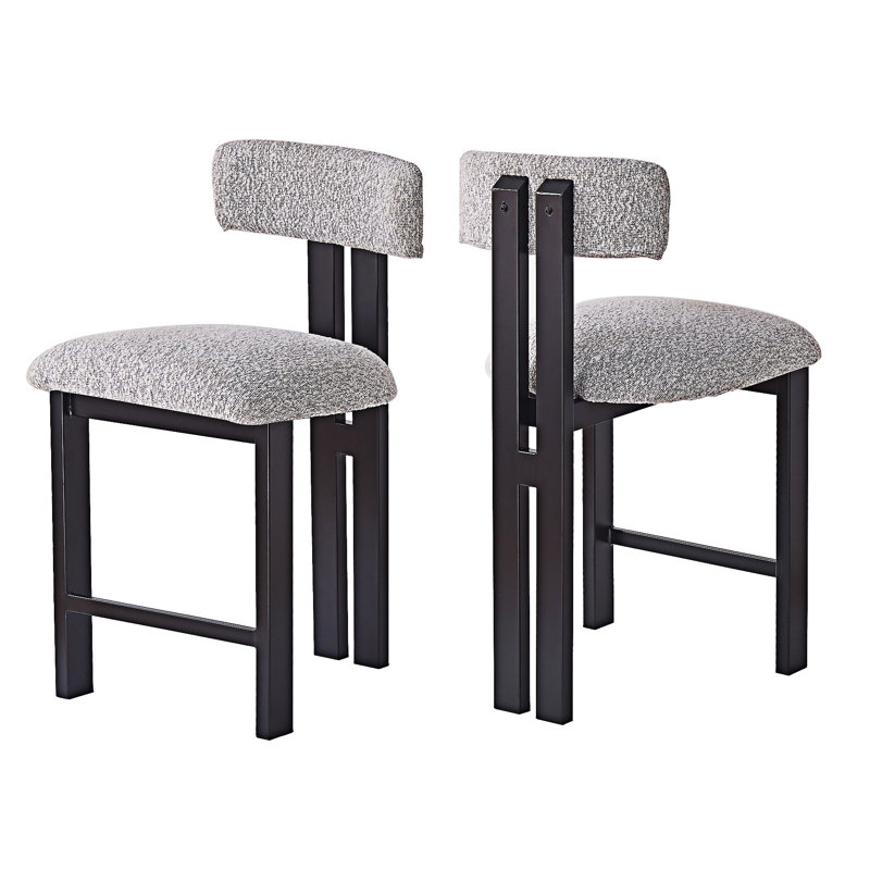 Chaise d'appoint rembourrée (ensemble de 2), Gris, Noir