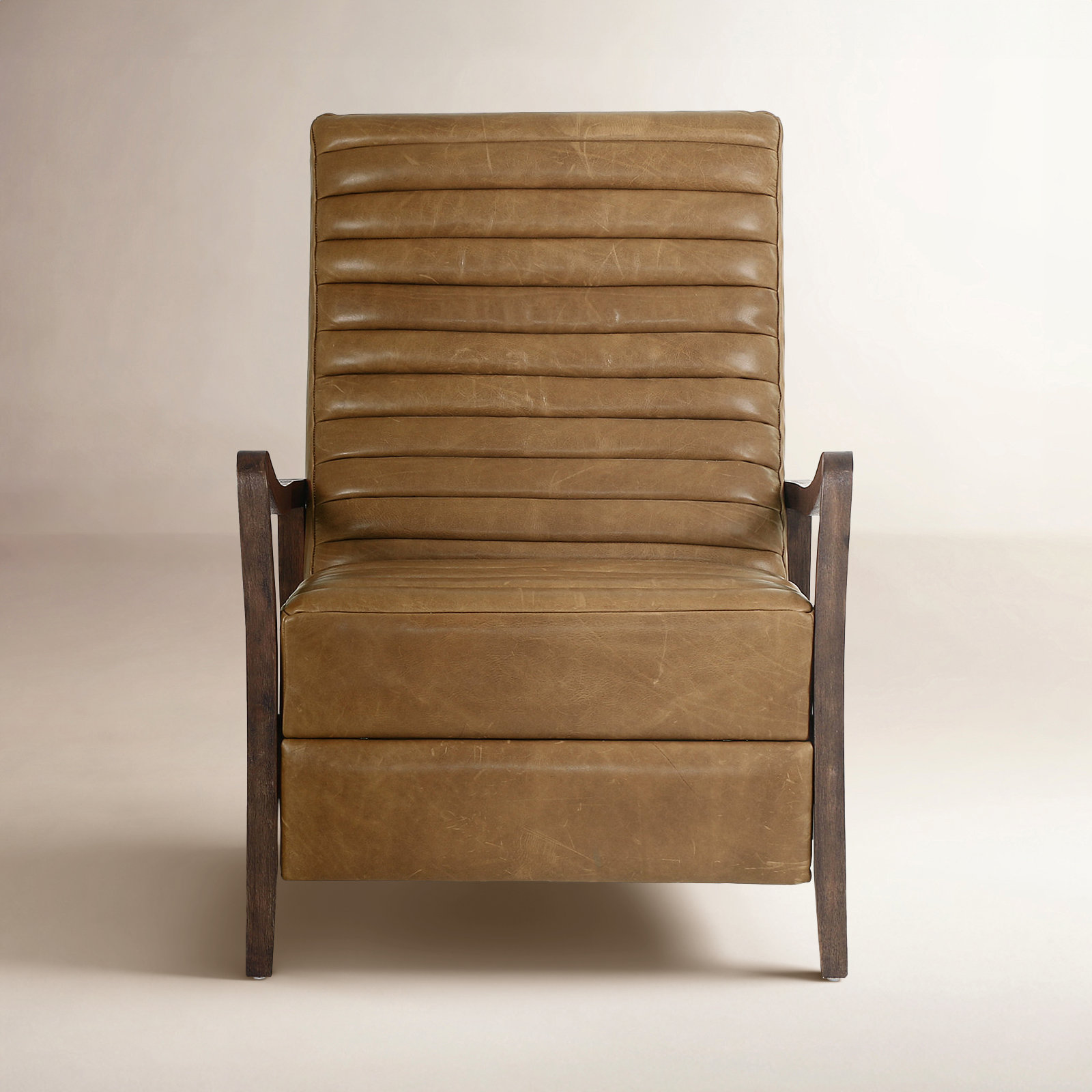 Neeley Genuine Leather Recliner, Camel Brown