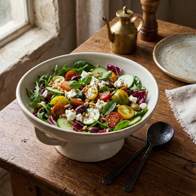 Stoneware Serving Bowl With Reactive Glaze Finish, 8-inch White Ceramic Bowl For Kitchen Dining