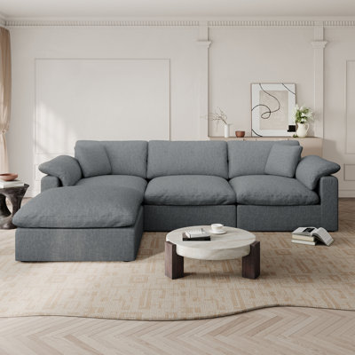 Canapé modulaire rembourré 110,8 po en forme de L avec repose-pieds pour salon, chambre à coucher