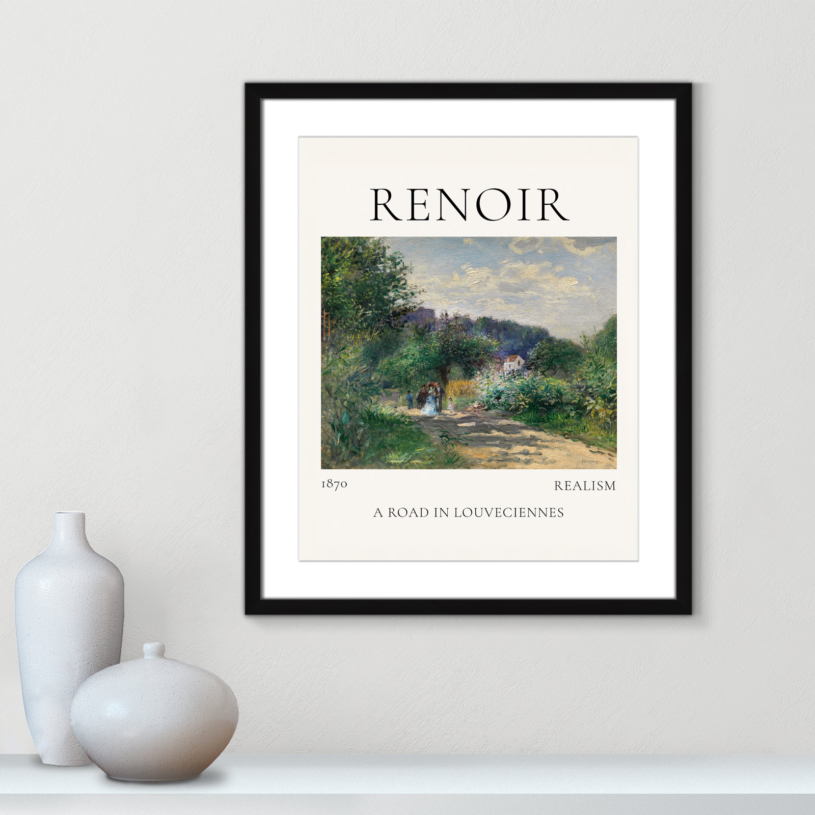 Old Masters Collection " A Road In Louveciennes " by Auguste Renoir, Black Single Picture Frame, Yes
