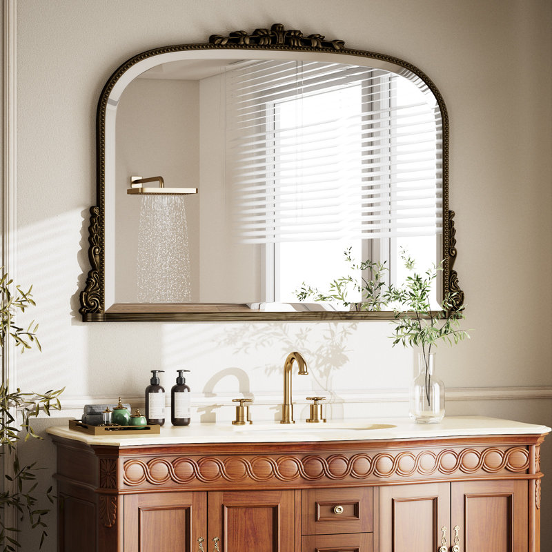 Resin Framed Accent Mirror , 81.3cm x 111.8cm, Antique Bronze