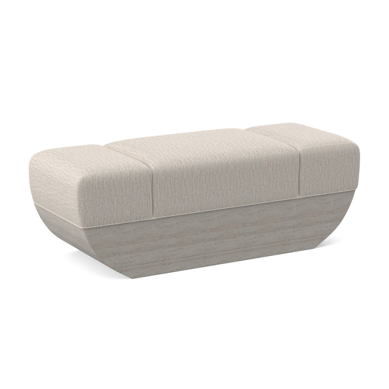 Ark Upholstered Dining Bench, White Caps Fog Viscose, Bisque