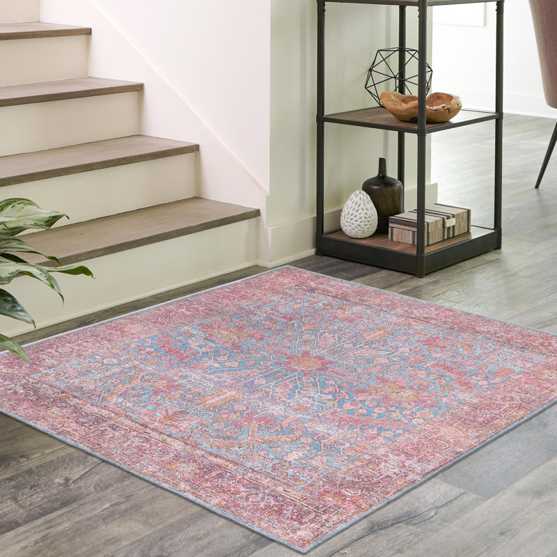 Tapis Hazeltine - bleu antique, Carré 7 pi 10 po