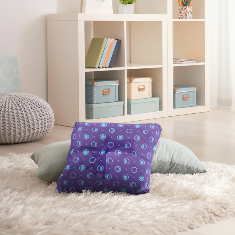 Coussin de sol à phases de lune classiques, 30 po x 30 po, Mauve/bleu sarcelle