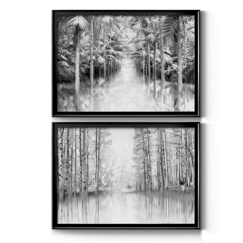 Toile encadrée de qualité supérieure Azores Reflection, H 22,5 po x l 61 po x P 3 po, Noir, Blanc