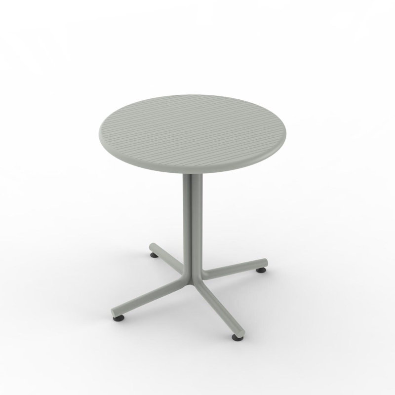 Bini Outdoor Round Dining Table, Greenish Gray