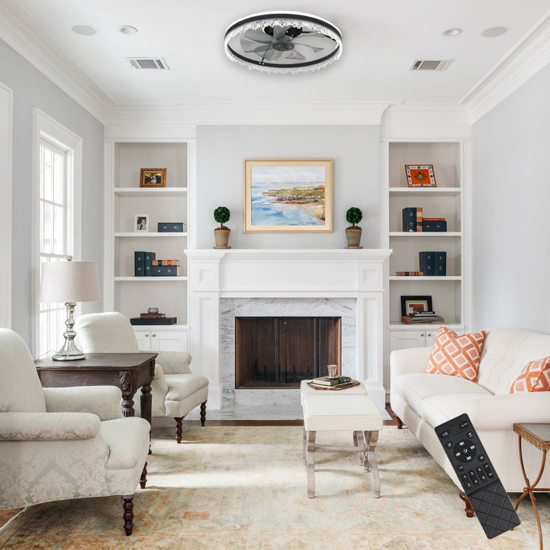 Ventilateur de plafond encastré d'intérieur avec lumière, ventilateur de plafond sans lame à DEL avec télécommande et ensemble d'éclairage inclus, idéal pour les plafonds bas