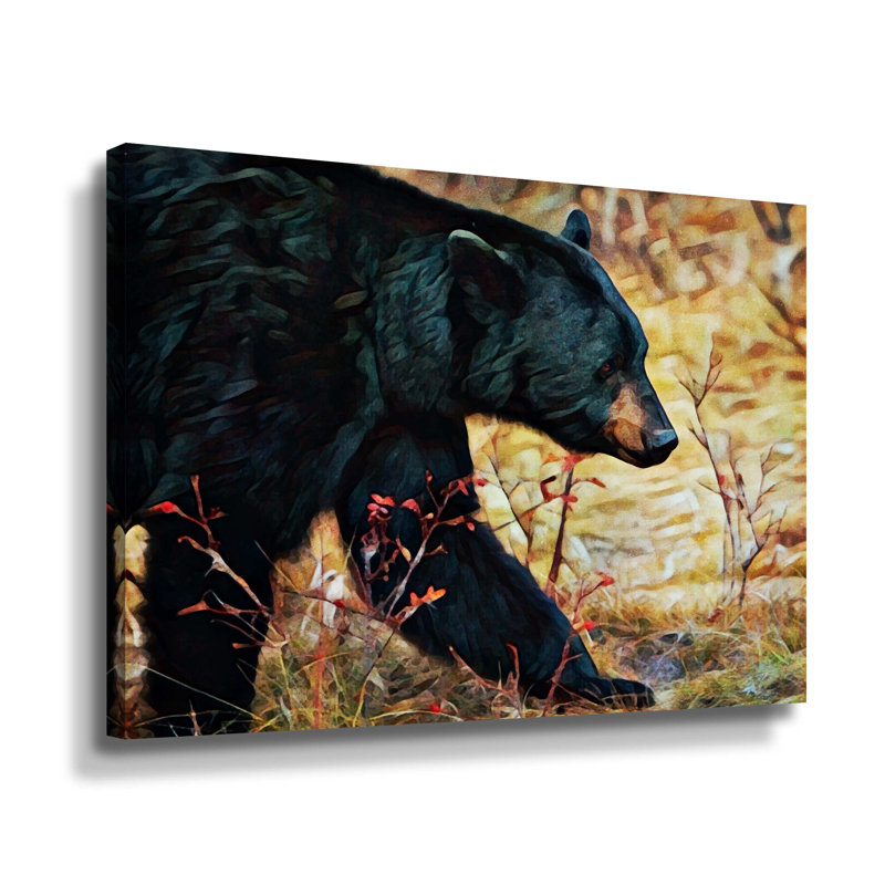 «Black Bear Scrubland Stroll» par Aldridge - impression sur toile, Toile tendue, H 8 po x l 10 po x P 2 po