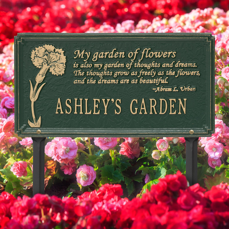 Plaque de jardin personnalisée Dianthus, Vert/doré, Oui