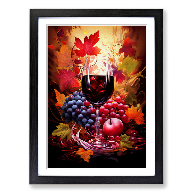 Wine Digital Art - Framed Print, Black, 46cm H x 34cm W x 2cm D