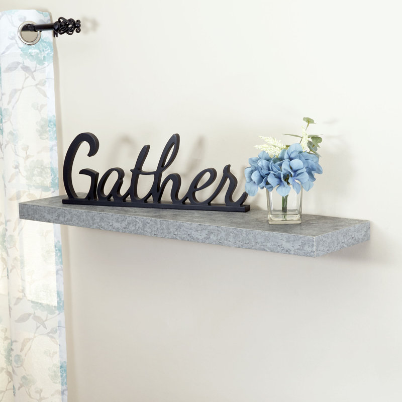 Tablette murale gris ardoise en bois d'ingénierie et en fer, Graystone