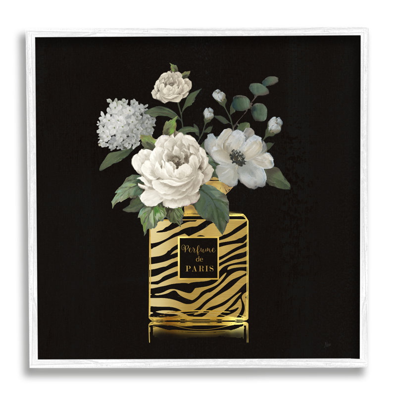 Blooms en bouteille à motifs encadrée sur bois par Nan Print, H 17 po x l 17 po x P 1,5 po, Giclée encadrée blanc bord de mer
