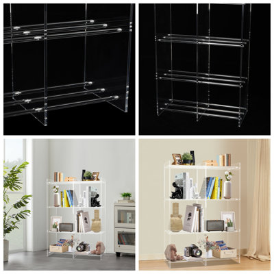 3-Tier Acrylic Bookshelf, Display Storage Organizer