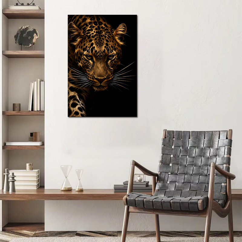 Portrait d'un léopard noir audacieux sur toile, 24 * 36 pouces (60 * 90 * 2cm)