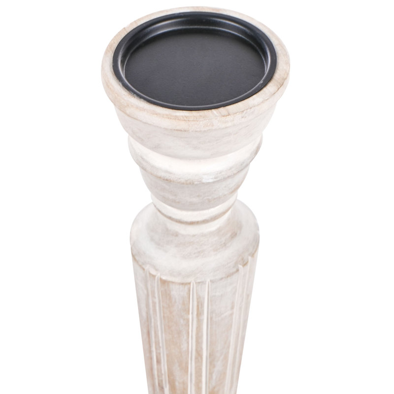 2 Piece Solid Wood Tabletop Candlestick Set