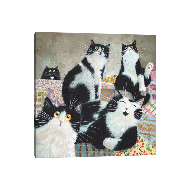 Patchwork Cats by Kim Haskins - Wrapped Canvas Print, 30.48 cm H x 30.48 cm W
