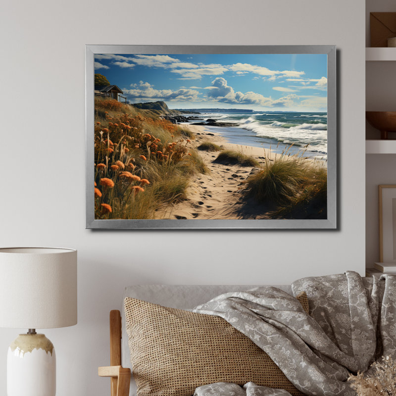 Superbe paysage côtier II sur toile, H 34 po x l 44 po x P 1,5 po, Cadre simple argenté
