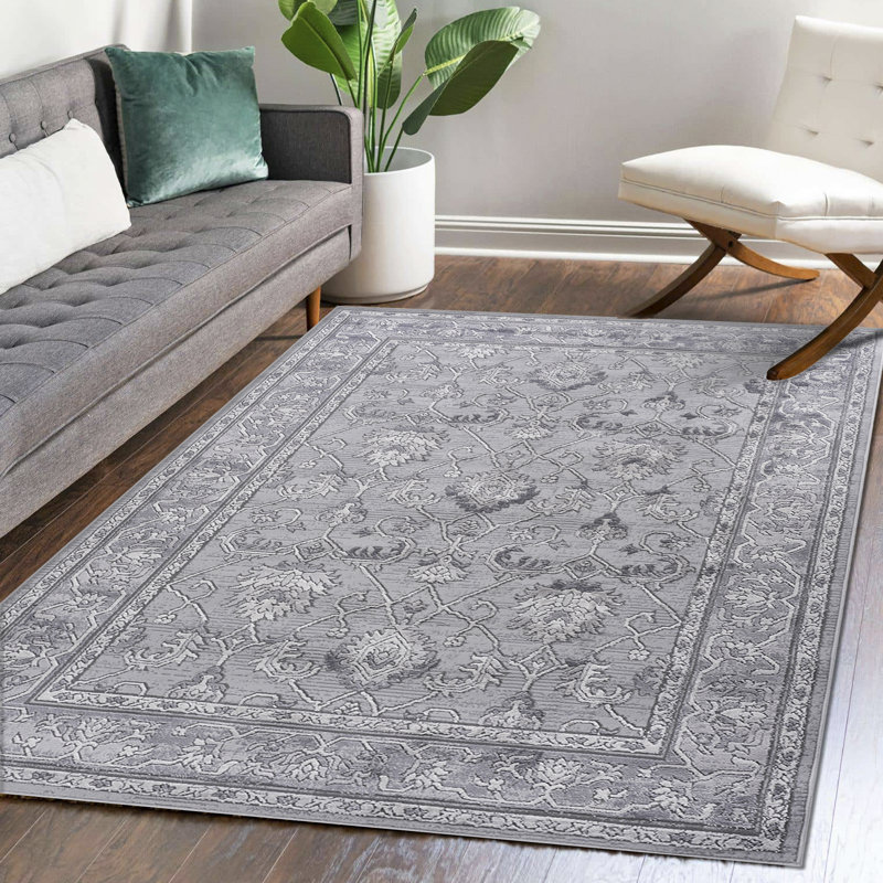 Naar Marfi Area Rugs, Grey/Oriental Accent Power Loom Machine -Crafted Rug, Rectangle 6'7" x 9'