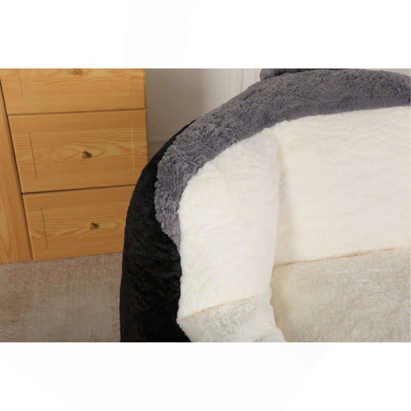 Fauteuil à billes surdimensionné multicolore en fausse fourrure avec rembourrage en éponge déchiqueté, aucun assemblage requis pour un confort instantané.