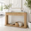Console cannelée avec plateau en faux travertin et garniture or rose