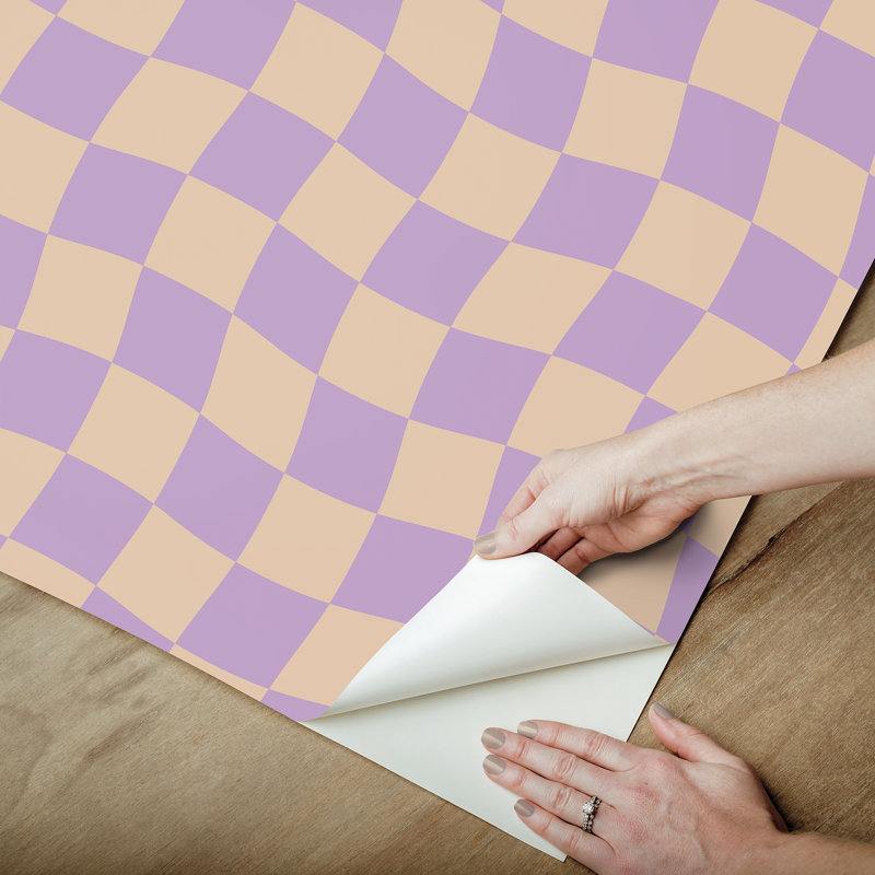 Papier peint adhésif à carreaux Groovy, Mauve