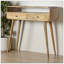 Console courbée Oak-Ish, pieds nordiques, 2 tiroirs, fente ouverte, brun-1035307546