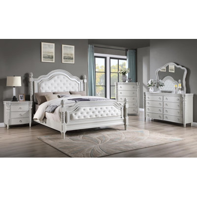 Cadre de grand lit - Commode - Miroir - Commode - Table de chevet