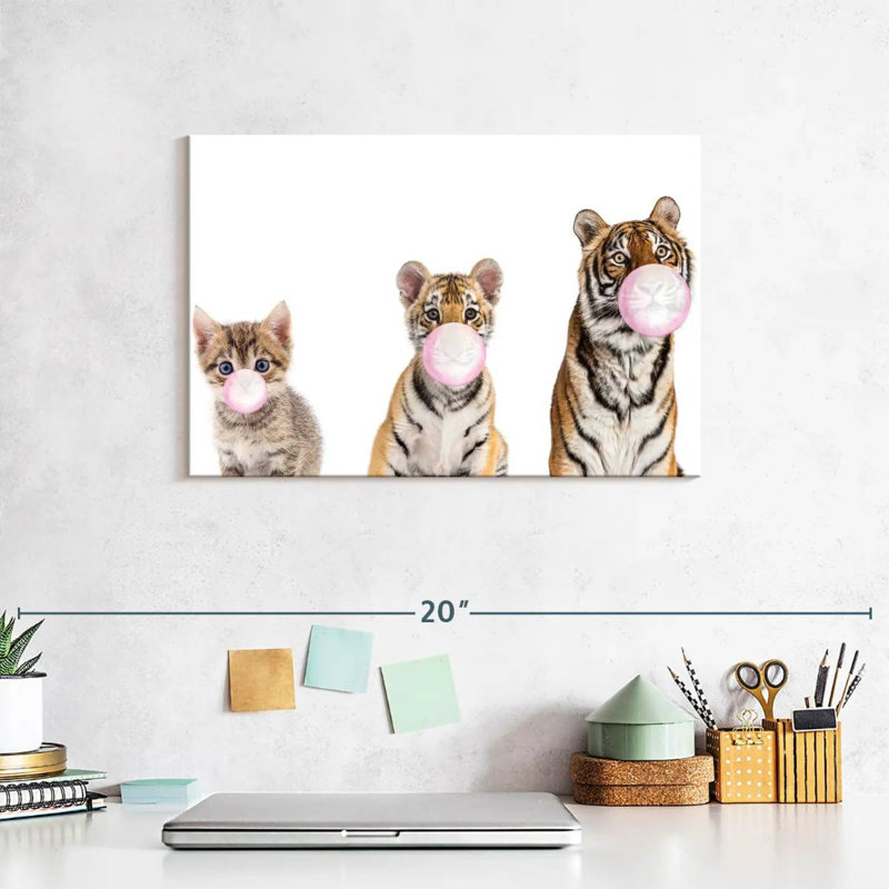 Bubble Gum Tigers sur toile, H 8 po x l 12 po x P 1 po