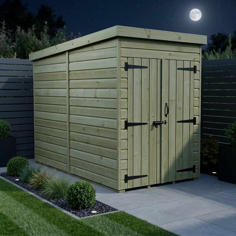Total Sheds 4ft x 7ft Pent Garden Shed - Double Door - No Windows - Pressure Treated Timber - UK Manufactured