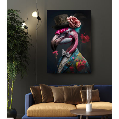 Flamant rose élégant sur toile