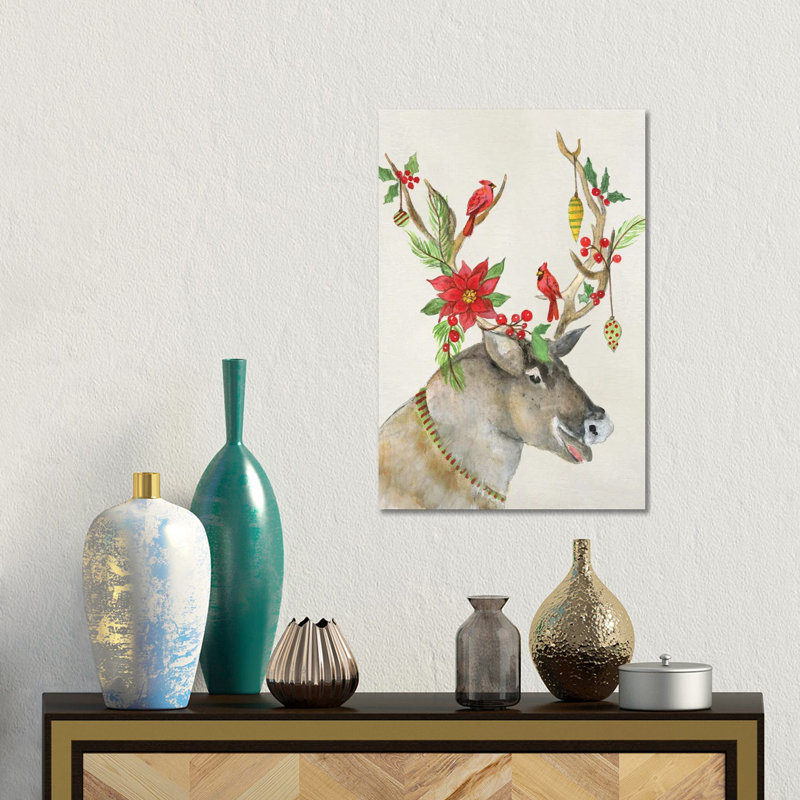 «Playful Reindeer I», reproduction d'art sur toile tendue, H 18 po x l 12 po, Toile tendue, Ne s’applique pas