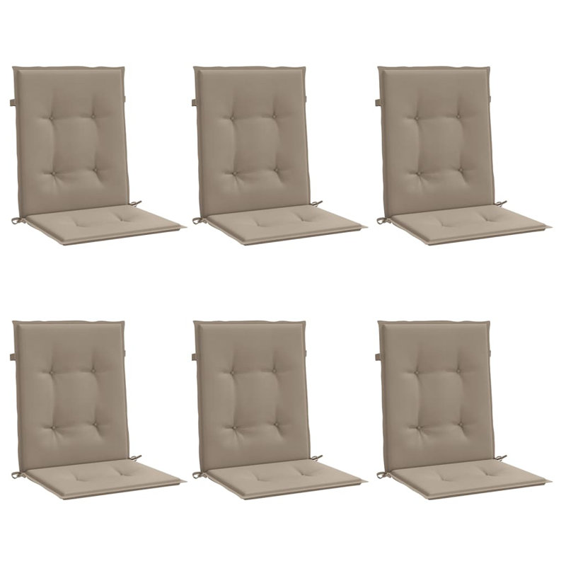 Lowback Chair Cushion Set of 6 Taupe Oxford Fabric Outdoor Patio Chair Cushions, Fabric - Taupe
