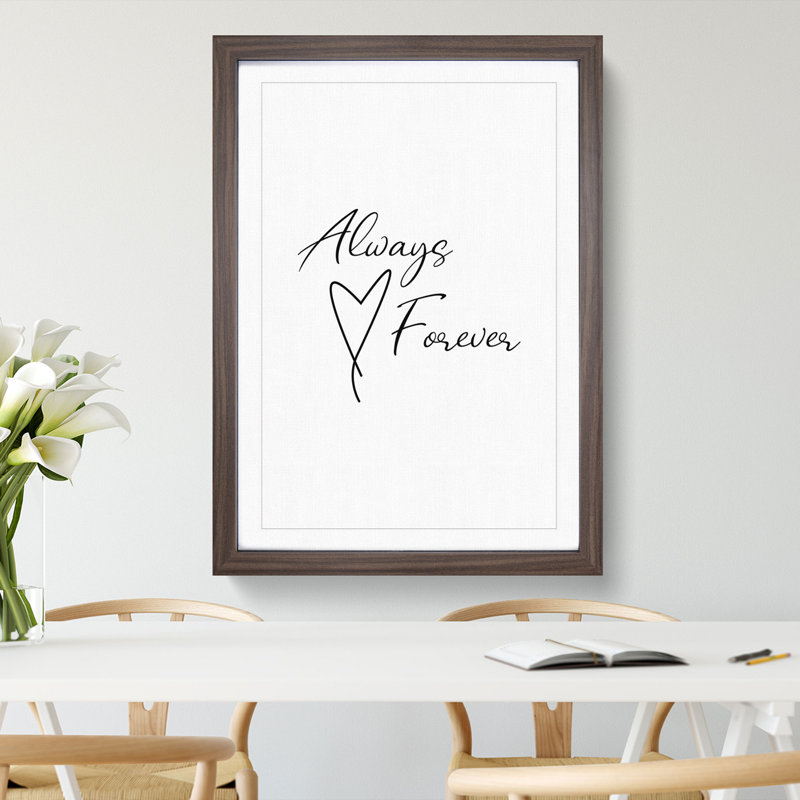 Always and Forever - Picture Frame Typography, Walnut, 90cm H x 65cm W x 2cm D