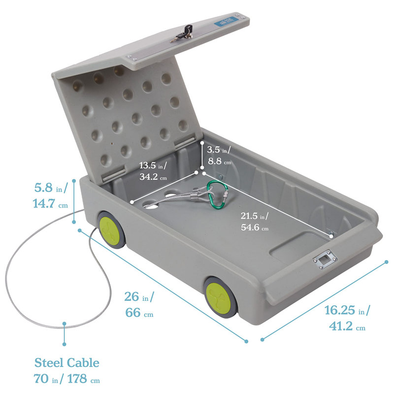Gray High-Density Polyethylene Locking Under-Bed Storage Safe